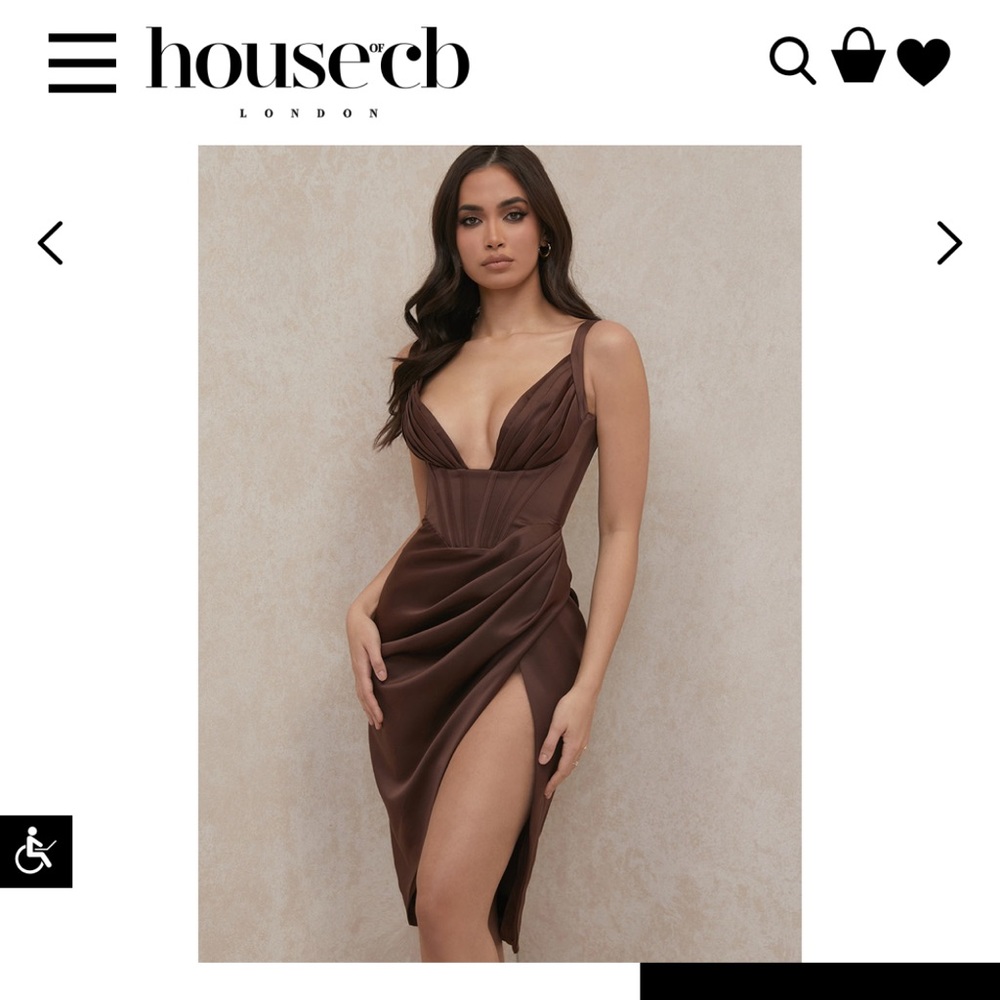 House of CB Brown Draped Midi Dress